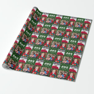 Papier Cadeau Joie au monde Plaid Photo Holiday Wrapping Pape