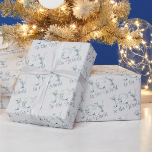 Papier Cadeau Joie au Monde Typographie Verdure d'Hiver