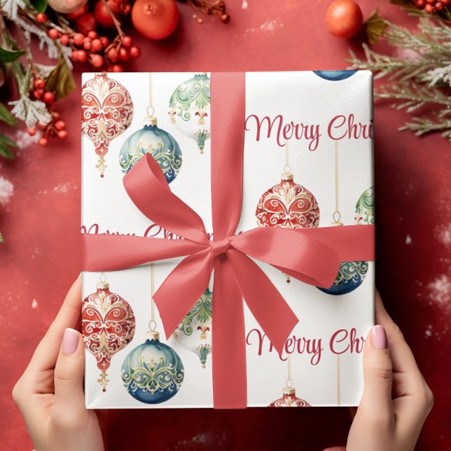 Papier Cadeau Joie autrichienne | Joyeux Noël | Ornements arbore (Créateur téléchargé)