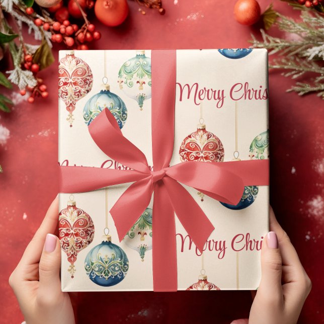 Papier Cadeau Joie autrichienne | Joyeux Noël | Ornements arbore (Créateur téléchargé)