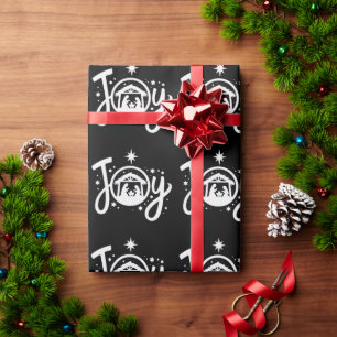 Papier Cadeau Joie chrétienne de Noël Jésus Scène de la Nativité