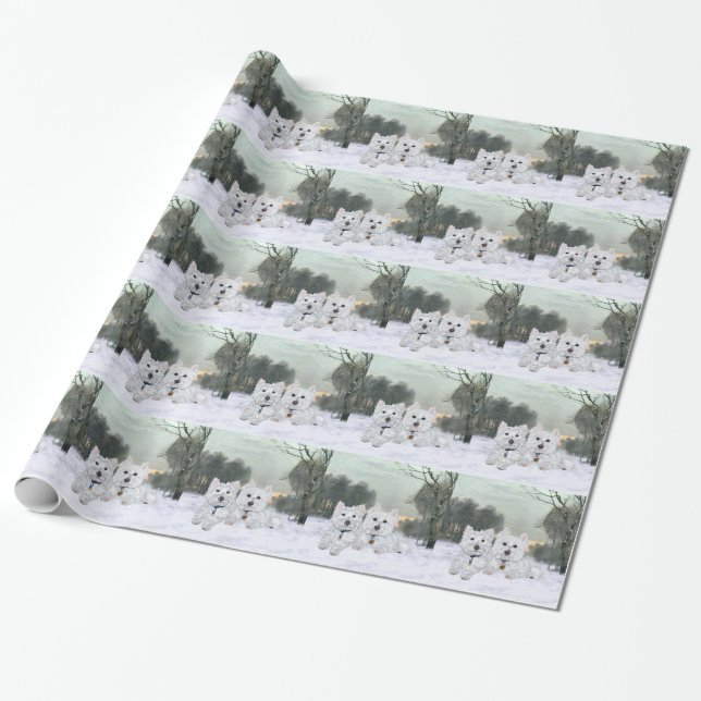 Papier Cadeau Joie de Noël des Westies (Déroulé)