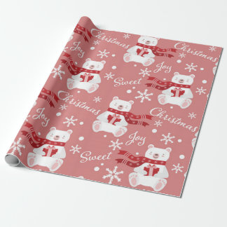 Papier Cadeau Joie de Noël doux Ours