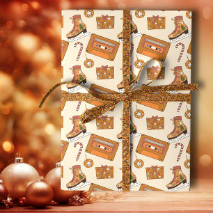 Papier Cadeau Joie de Noël Rétro