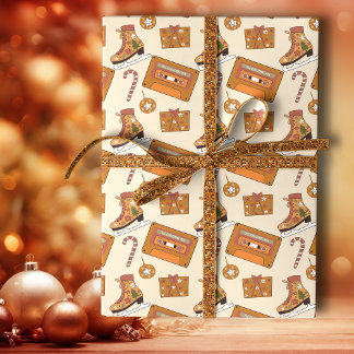Papier Cadeau Joie de Noël Rétro