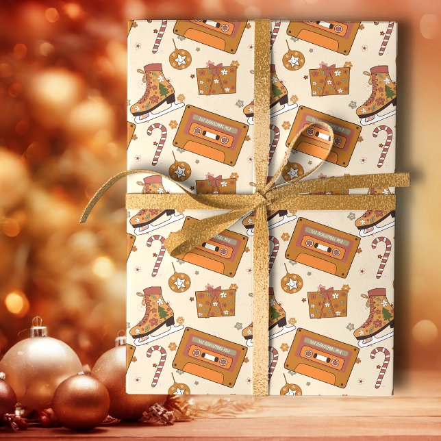 Papier Cadeau Joie de Noël Rétro Superfloral (Créateur téléchargé)