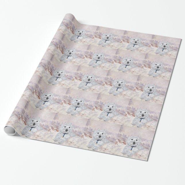 Papier Cadeau Joie de Noël Westie (Déroulé)