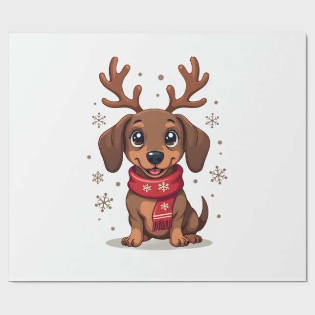 Papier Cadeau Joie d'hiver de teckel (Plat)