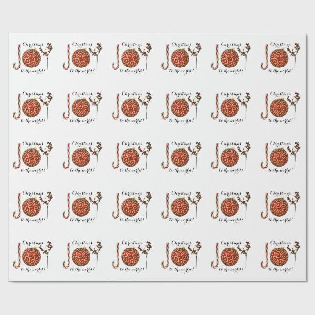 Papier Cadeau Joie mot art sucre de canne ornement et saint (Plat)