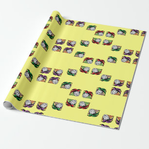 Papier Cadeau Joker coloré casquette motif jaune
