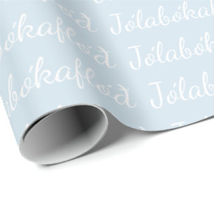 Papier Cadeau Jólabókaflóð Blue White Christmas Book Flood