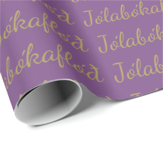 Papier Cadeau Jólabókaflóð Violet Livre de Noël Inondation