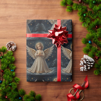 Papier Cadeau Joli Ange de Noël Vintage