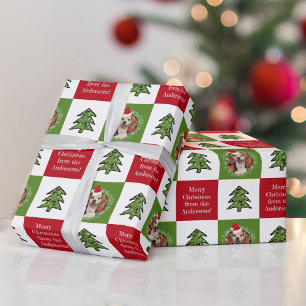 Papier Cadeau Joli animal de compagnie photo Santa Hat Rouge Ver