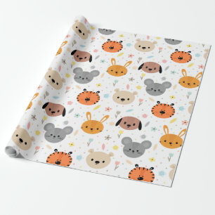 Papier Cadeau Joli animal tigre lapin ours motif
