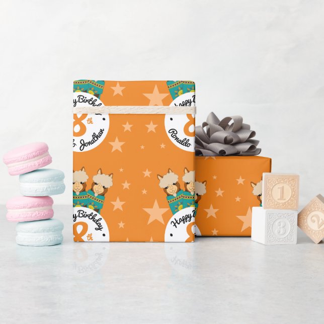 Papier Cadeau Joli Anniversaire des Alpacas Garçon en Serapes Tu (Baby Shower)