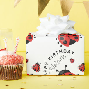 Papier Cadeau Joli Anniversaire Moderne Rouge Coccinelle Féminin