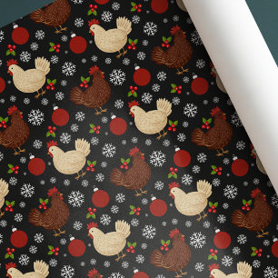 Papier Cadeau Joli Art Populaire Rustique Noël Noir