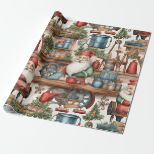 Papier Cadeau Joli atelier de Père Noël Noël