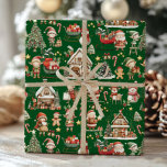 Papier Cadeau Joli atelier Père Noël Elfes Christmas Découpage<br><div class="desc">Enveloppez vos cadeaux dans la magie de Noël avec notre papier d'enveloppement atelier Père Noël ! Doté d'un petit village fantaisiste de Père Noël et d'elfes animés, cet adorable design apporte la joie et le charme du pôle Nord à vos cadeaux de vacances. Dans les tons rouges et verts classiques,...</div>