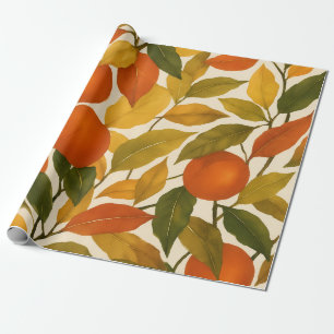 Papier Cadeau Joli automne automne Feuilles Orange Arbre