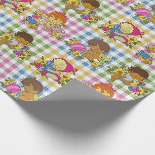 Papier Cadeau Joli Baby shower Plaid De Couleur Rétro
