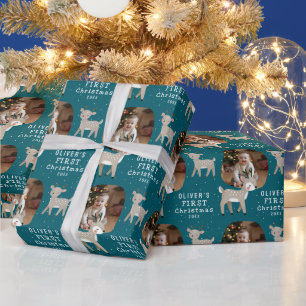 Papier Cadeau Joli bébé 1er Noël Photo Renne