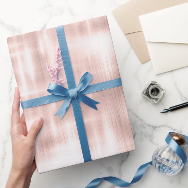Papier Cadeau Joli Blanc Rose Rose Bleu Rayures Abstraites (Cadeaux)