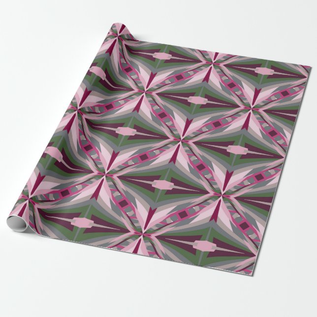 Papier Cadeau Joli Bloc De Couleur Étitré Rose Et Vert (Déroulé)