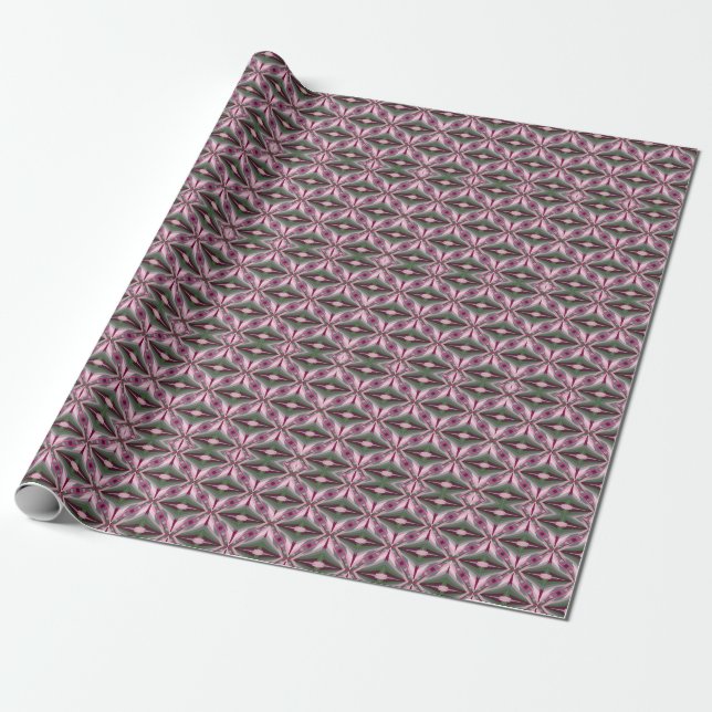 Papier Cadeau Joli Bloc De Couleur Étitré Rose Et Vert (Déroulé)