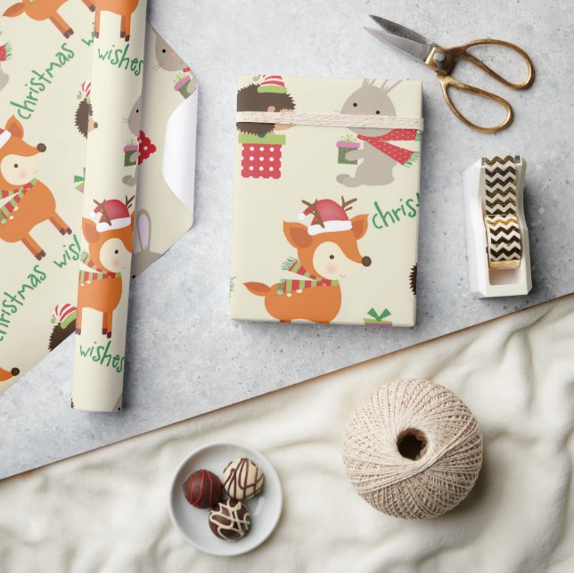 Papier Cadeau Joli Bois Animaux Noël Voeux Enfants (Artisanat)