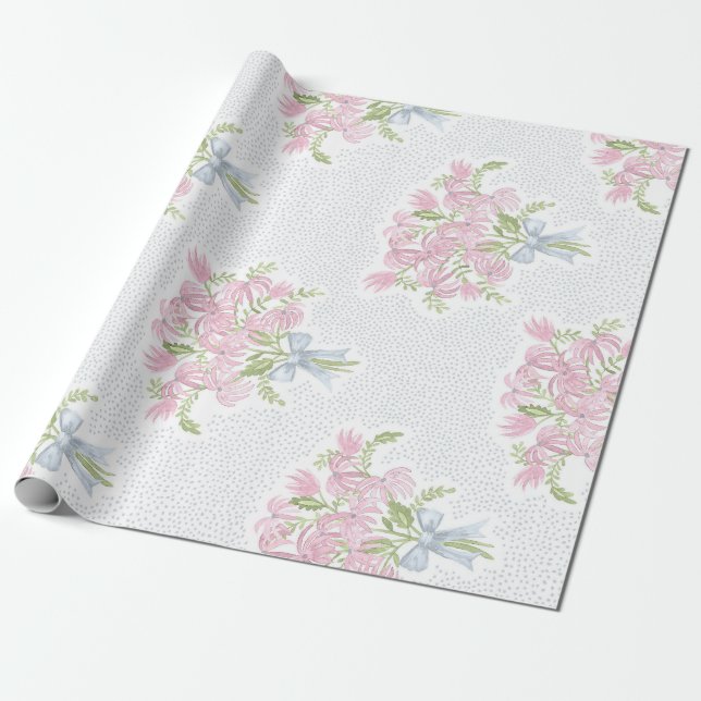 Papier Cadeau Joli Bouquet rose (Déroulé)