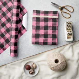 Papier Cadeau Joli Buffle rose Et Noir Plaid
