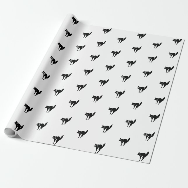 Papier Cadeau Joli cadeau motif de chat noir et blanc (Déroulé)
