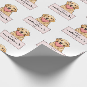 Papier Cadeau Joli chien avec un cœur Joyuse Saint-Valentin