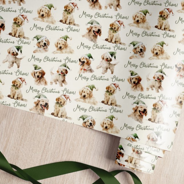 Papier Cadeau Joli chien Joyeux papier d'enveloppement de Noël (Créateur téléchargé)