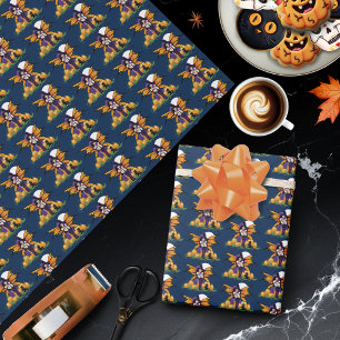Papier Cadeau Joli citrouille de fée d'Halloween avec chat noir
