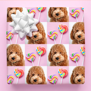 Papier Cadeau Joli Collage de 4 Photos sur Mesure Motif Moderne 