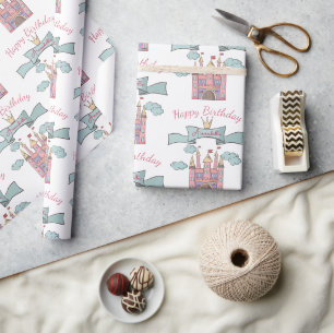 Papier Cadeau Joli conte de fées princesse rose Château Nom pers