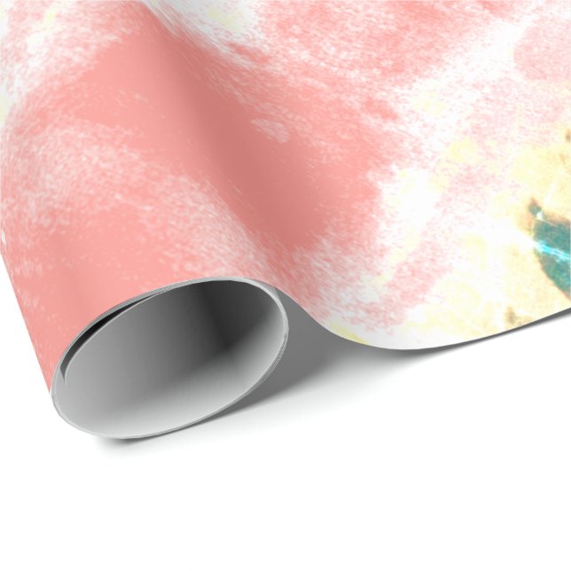 Papier Cadeau Joli corail fleuri (Coin rond)
