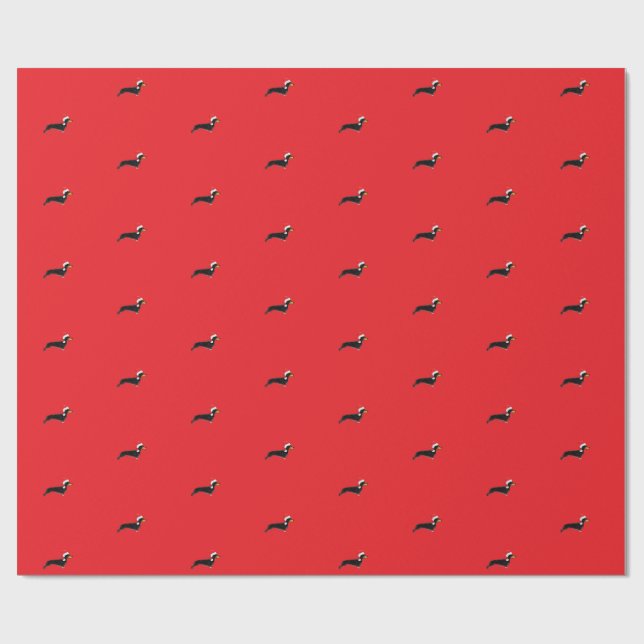 Papier Cadeau joli dachshund de noël  (Plat)