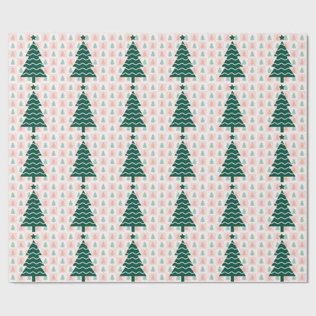 Papier Cadeau  Joli design de Noël d'arbre de Noël.  (Plat)