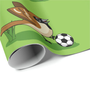 Papier Cadeau Joli Dessin De Caricature Sparrow Jouer Au Footbal