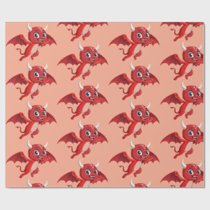 Papier Cadeau Joli diable volant de dessin animé