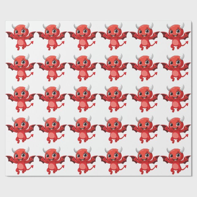 Papier Cadeau Joli diable volant de dessin animé (Plat)