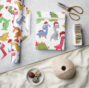 Papier Cadeau Joli dinosaure de Noël