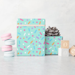 Papier Cadeau Joli donut avec glaçage vert menthe et pépites