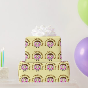 Papier Cadeau Joli Donut Dessin Animé, Profitez D'une Journéé Pl