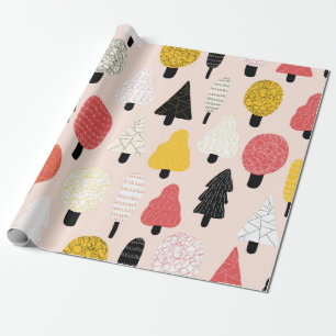 Papier Cadeau Joli doodle arbres sans couture motif vintage. Rec