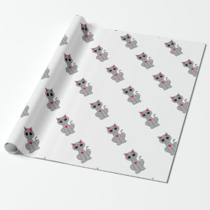 Papier Cadeau Joli drôle heureux chat gris